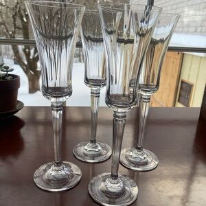 Ralph Lauren Crystal | Set of 4 Fluted Garland Champagne Glasses